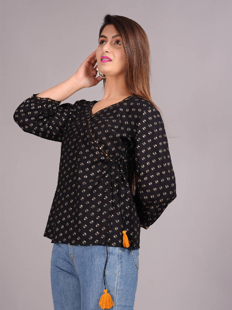 Black Gold Print Short Kurti