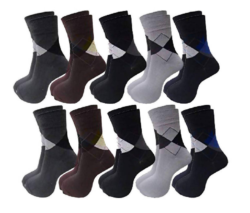 Men's Premium Pure Cotton Argyle Style Diamond Socks