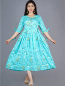 SKy Floral Printed Flared Gown