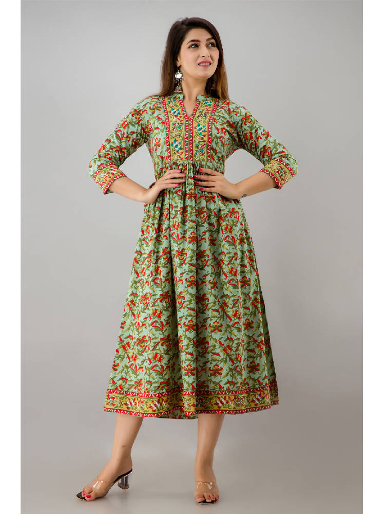 Handwork Anarkali Calf-Length Dress