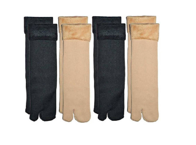 Trendy Women's Black + Skin Snow Warm Fur Cashmere Velvet socks