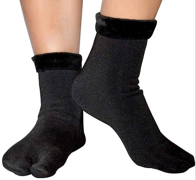 Trendy Women's Black Snow Warm Fur Cashmere Velvet socks