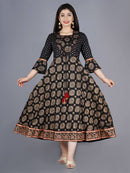 Black Gold Printed Designer Dress