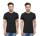 Men'S Pure Cotton Round Neck Black T-Shirts Pack Of 2