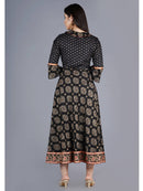 Black Gold Printed Designer Dress