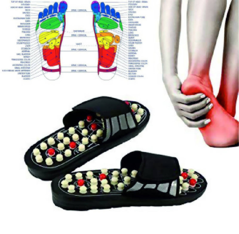 Acupressure Massage Slipper Massager (Black) (foot size-8)