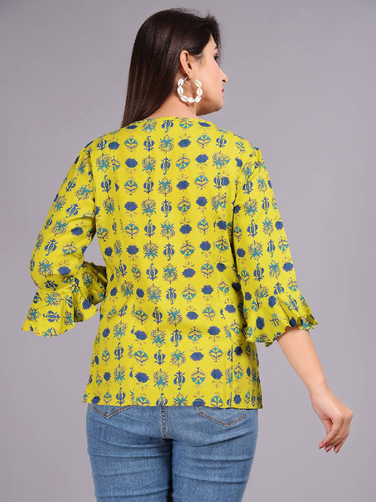 Yellow Printed Short Top