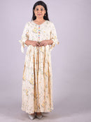 Cream Floral Printed Flared Gown