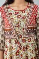Maroon Printed Dress With Embroidered Jacket