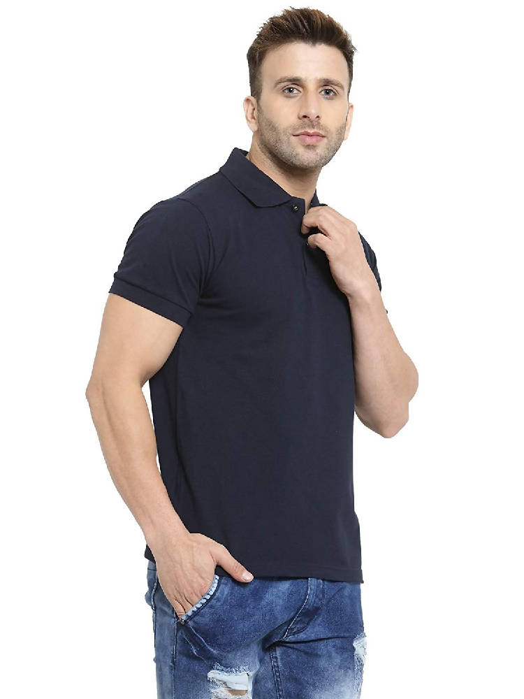 Men's Pure cotton Navy polo T-shirts