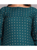 Green Gold Print Short Kurti