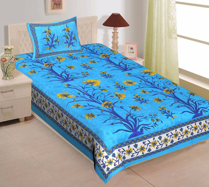 Cotton Single Bedsheet with 1 Pillowcover (60*90 Inch)