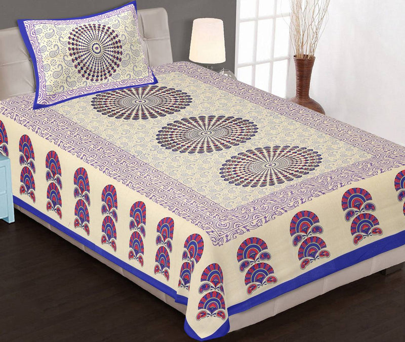 Cotton Single Bedsheet with 1 Pillowcover (60*90 Inch)