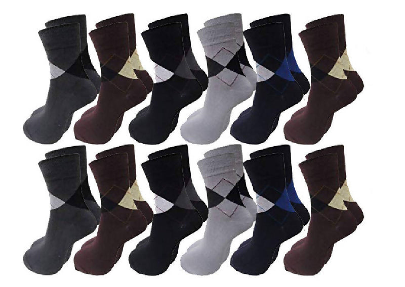 Men's Premium Pure Cotton Argyle Style Diamond Socks