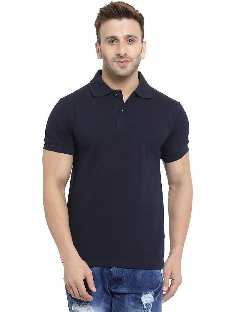 Men's Pure cotton Navy polo T-shirts