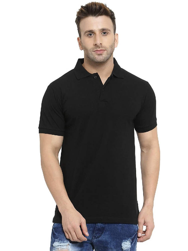 Men's Pure cotton Black polo T-shirts