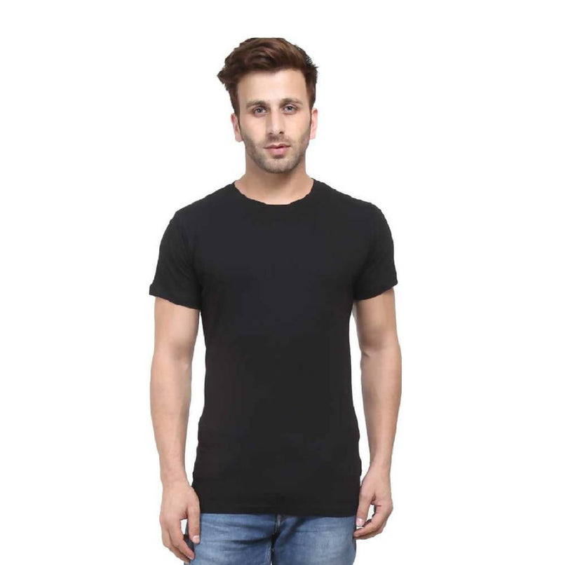 Men's Pure Cotton Round Neck Black T-Shirts