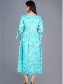SKy Floral Printed Flared Gown